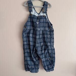 Vintage OshKosh B'Gosh Vestbak Blue Plaid Corduroy Overalls Size 3T